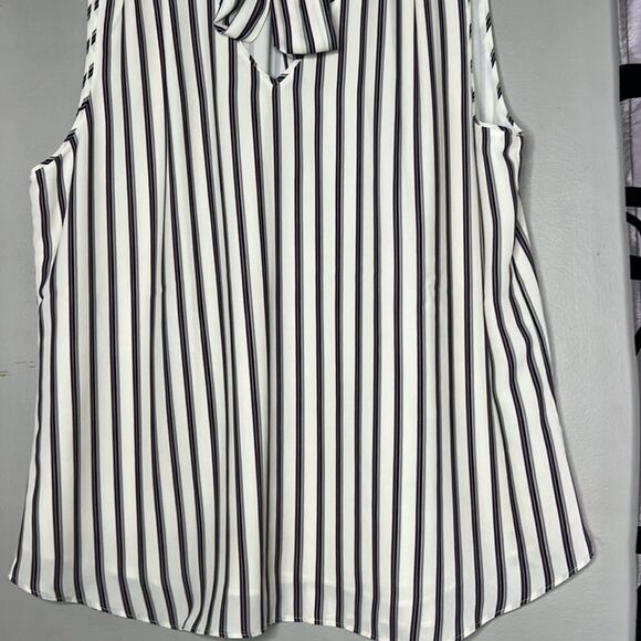 Chadwicks Blouse Striped Sleeveless Tie Neck Large - Picture 4 of 10